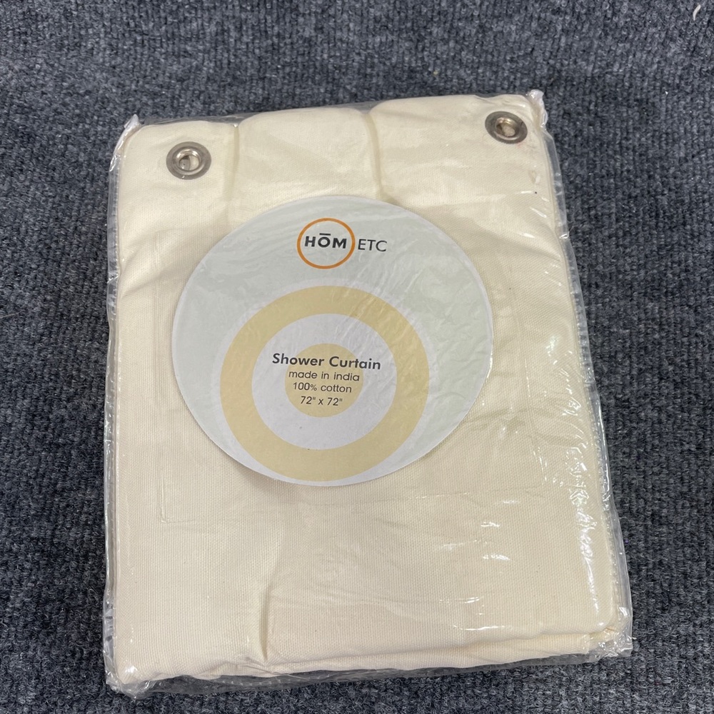 *NWT HOM ETC Beige 100% Cotton Shower Curtain - Picture 1 of 7